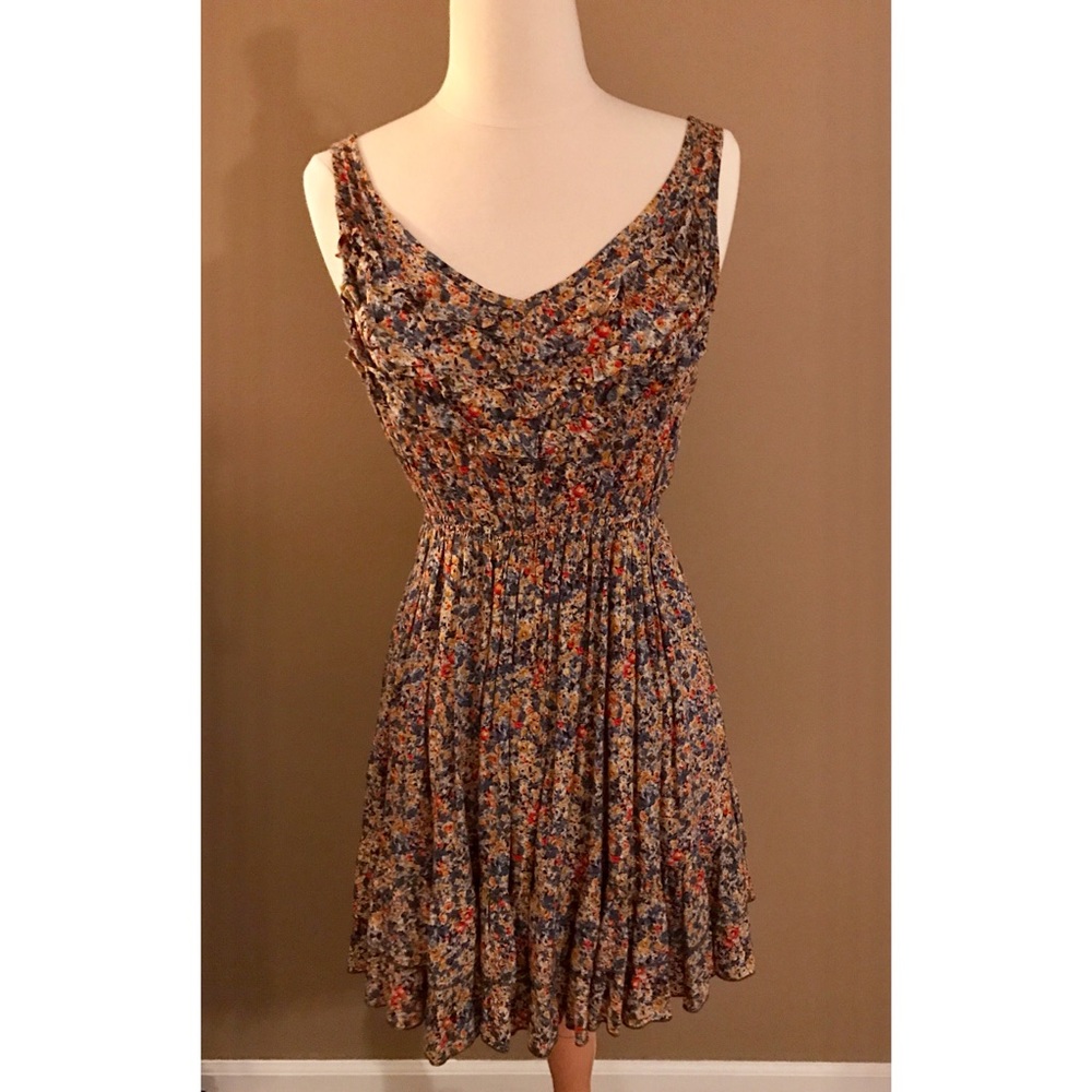 Blue Yellow and Red Anthropologie Dress